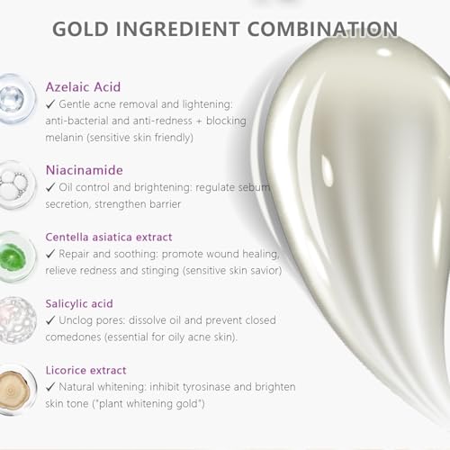 Azelaic Acid, 12% Azelaic Acid For Face Serum Rich in Niacinamide and Hyaluronic Acid, Fades Post Acne Marks and Calms Redness, Formula for Uneven and Blemish Prone Skin Care 1 OZ