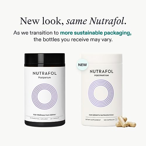 Nutrafol Postpartum Hair Growth Supplements, Clinically Tested for Visibly Thicker Hair and Less Shedding, Breastfeeding-friendly - 1 Month Supply