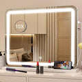 STARLEAD 22.8" x 18.2" Makeup Mirror with Lights and 10X Magnification, 3-Color Dimmable LED Lighting & Touch Control, USB Charging Port for Travel/Dressing Room