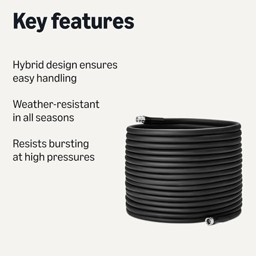 Amazon Basics 75ft Lightweight Garden Water Hose Hybrid Polymer Weather-Resistant Aluminum High-Pressure