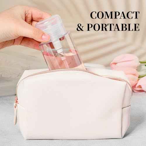 3 Pack Push Down Pump Bottle Dispenser for Makeup Remover, Facial Toner, Micellar Water, Alcohol, Nail Polish Remover Empty Push Top Bottles Containers 6.7oz/200ML