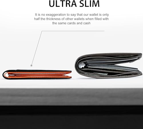 GSOIAX Slim RFID Blocking Leather Bifold Wallet for Men