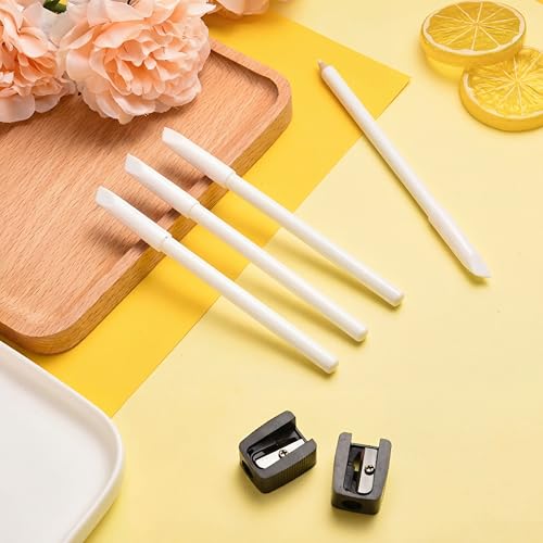 2-in-1 White Nail Whitening Pencil Set with Sharpener & Cuticle Pusher, 2 Pack