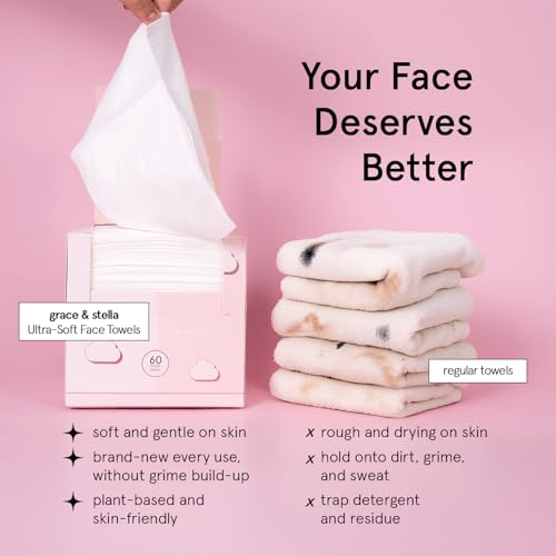 grace & stella Disposable Face Towels - 60 Count XL