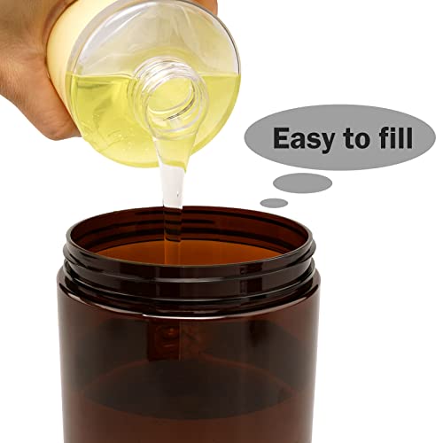 Pump Bottle Dispenser 3 Pcs 600ml/20oz Refillable Plastic Pump Bottles Wide Mouth Jar Style BPA Free Empty Pump Bottles Bathroom Shower Containers for Lotion Shampoo Conditioner (Brown)