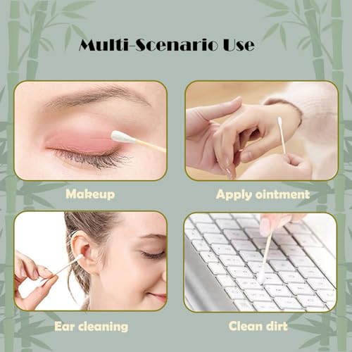 Eco-Friendly Bamboo Cotton Swabs 500 Pack - Biodegradable & Gentle for Ear & Beauty Care
