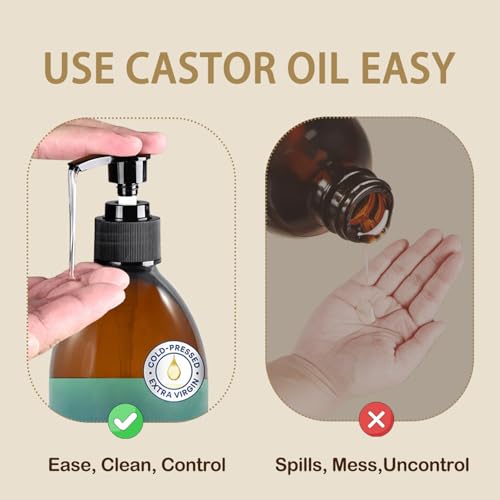 2-Pack Castor Oil Pump Dispenser for 16oz Bottles