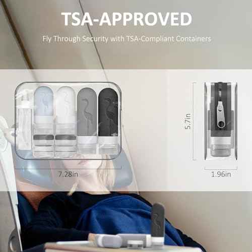 Empty 3 oz Travel Size Bottles Toiletries Containers for Toiletries Liquids£¬Small Silicone Mini Refillable Leak Proof TSA Approved Travel Bottles for Creams Shampoo and Conditioner Traveling