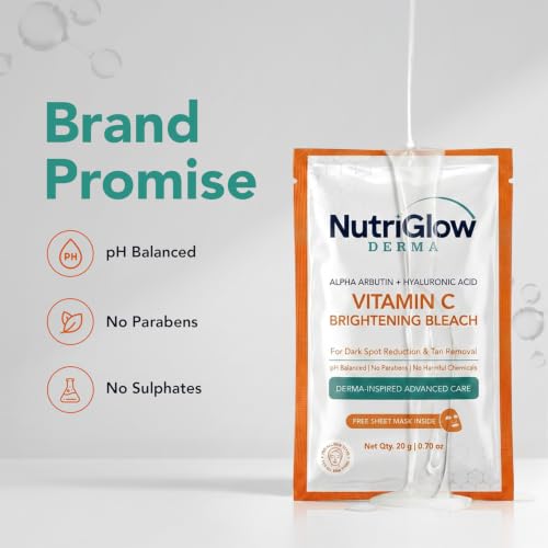 Nutriglow Vitamin C Bleach for Tan Removal & Hair Lightening 6-in-1 20g