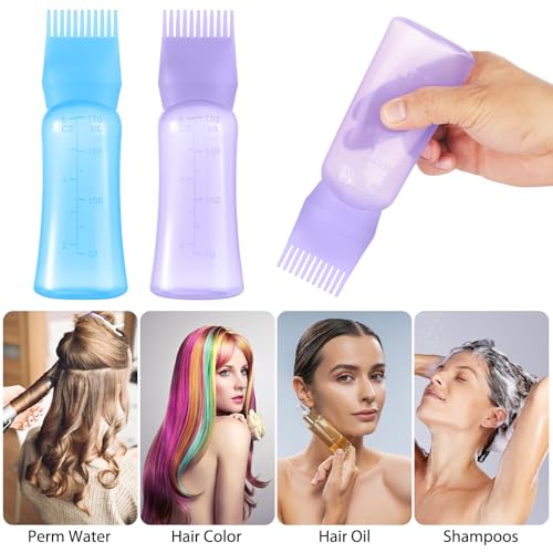 Hair Oil Applicator Bottle 6 OZ with Comb, 2 Pack