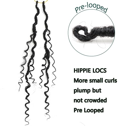 LMZIM 24 inch Boho Locs Crochet Hair 8 Packs Goddess Faux Locs Crochet Hair for Black Women Hippie Locs Crochet Hair Pre Looped River Locs Crochet Hair with Curly Ends 1B