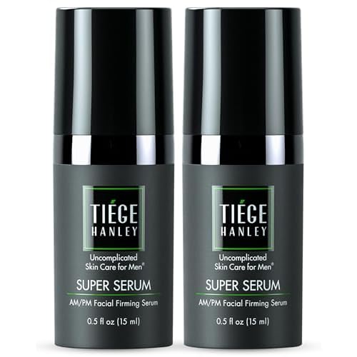 Tiege Hanley Anti Aging Face Serum for Men, Super Serum with Peptides, Retinyl Palmitate, and Sodium Hyaluronate to Firm Skin and Reduce Fine Lines, Men¡¯s Skin Care, 0.5 Fl Oz, 2 Pack