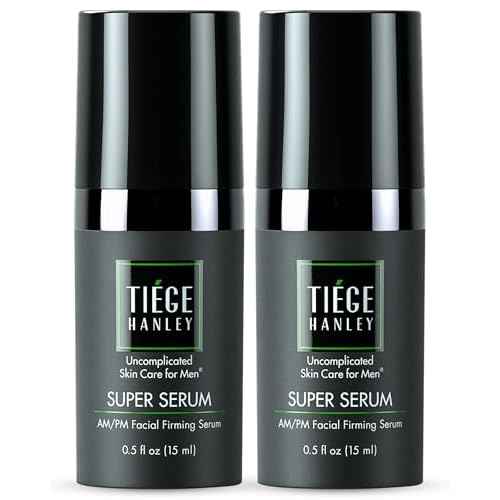 Tiege Hanley Anti Aging Face Serum for Men, Super Serum with Peptides, Retinyl Palmitate, and Sodium Hyaluronate to Firm Skin and Reduce Fine Lines, Men¡¯s Skin Care, 0.5 Fl Oz, 2 Pack