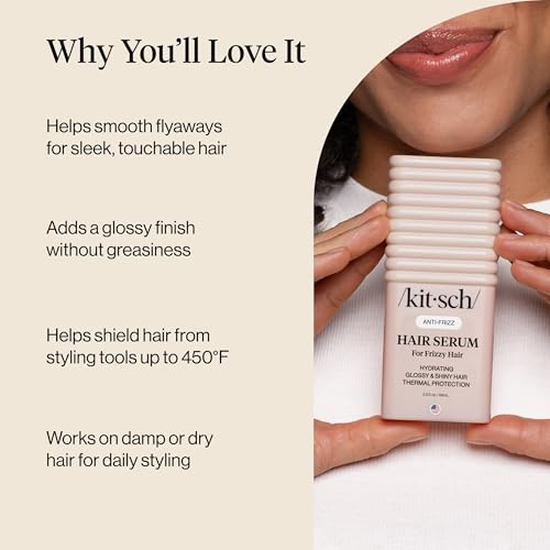 Kitsch Lightweight Anti-Frizz Hair Serum & 450°F Heat Protectant (2.3 oz)