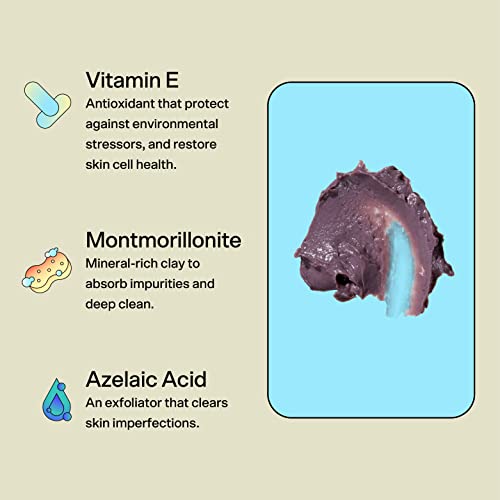 Bubble Skincare Come Clean Detoxifying Clay Mask - Mineral-Rich Face Mask with Azelaic Acid and Vitamin E to Gently Exfoliate and Protect Skin - Skin Care Suitable for All Skin Types (45 ml)