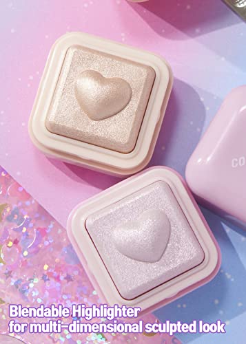 COLORGRAM Milk Bling Heartlighter 01 Peach Heart | Silky Smooth Versatile Creamy Highlighter with Shimmery Finish, Soft and Natural Glow Perfect for Daily Makeup