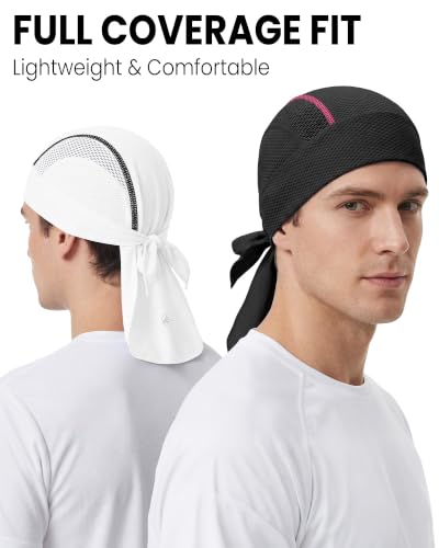 GXCROR Cooling Skull Cap Durag Bandana - Sweat-Wicking Head Wrap for Cycling & Running