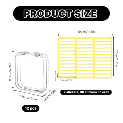 Nektron 12 Pack Acrylic Nail Storage Boxes with Double-Sided Tape, Clear Organizer for Press-On Nails