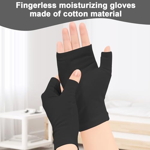 Fingerless Cotton Eczema Gloves for Dry Hands - Washable & Reusable (6 Pairs)