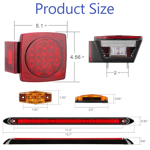 LIMICAR Submersible Boat Trailer Lights Kit - IP67 Waterproof 15-LED Brake & Turn Signals