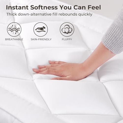 JINGFUD White 3-Inch Plush Lash Bed Topper Set Waterproof Massage Table Cover