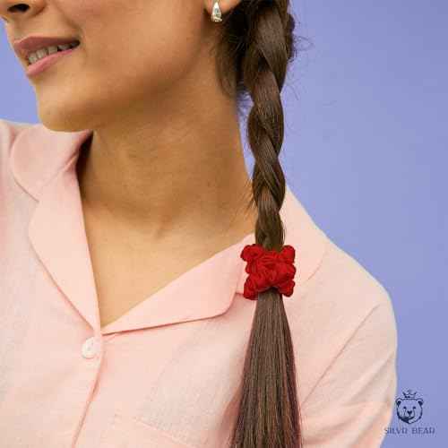 SILVR BEAR Luxury Satin Scrunchies, Satin Hair Ties for Thick, Thin & Curly Hair, Scrunchies for Women, Girls & Men Softer than Silk Hair Ties (Skinny Rose)