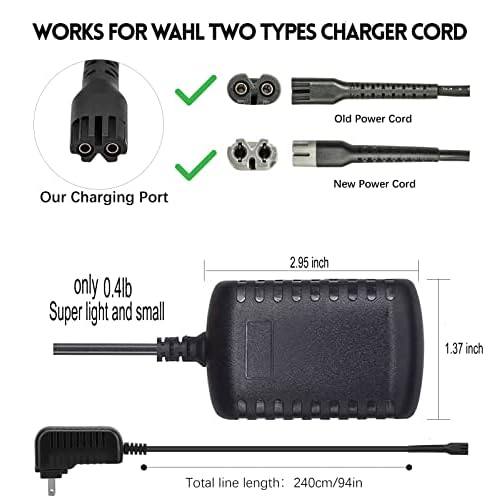for Wahl Cordless Clippers Charger, Professional Replacement 4V Clipper Charger Cord for All Wahl Magic Clip Senior Sterling-4 Designer 5-Star 8164 Finale Shaver (New and Old Versions)