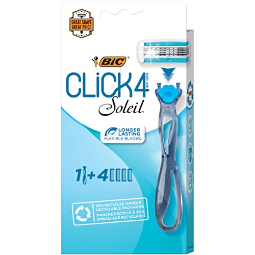 BIC Soleil Bella Click Women's 4-Blade Disposable Razor, 1 Handle and 4 Cartridges