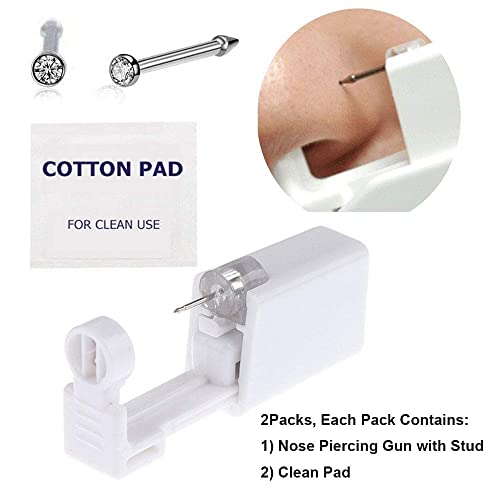 Nose Piercing Gun Kit 2-Pack with Studs & Tools