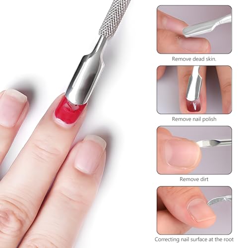 Stainless Steel Cuticle Pusher Set - Dual-Sided Manicure Tools (5 Pcs)