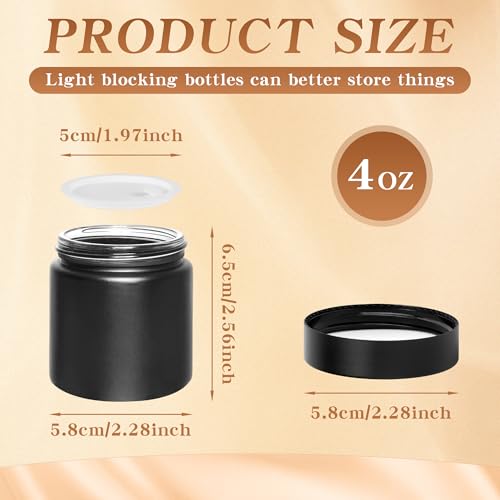 4 oz Glass Jars with Lids, Large Empty Jars, Airtight Cosmetic Containers for Candle Making, Lotions, Ointments, Bulk Storage, DIY Crafts (36 Pack, Black Frosted)