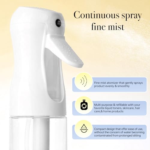 200ml Clear Spray Bottles Set - 3Pcs Continuous Fine Misters for Hair & Beauty