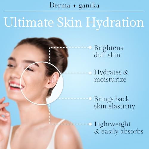 Derma ganika Hyaluronic Acid Serum for Face & Neck - Made in USA Ultra-Hydrating Anti-Aging Serum with Aloe Vera | Softens, Smooths, and Brightens Dry & Sensitive Skin