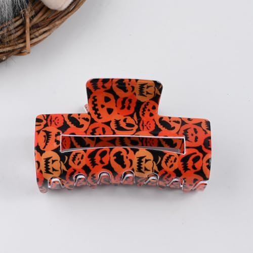 Halloween Hair Clips Cute Pumpkin Orange Hair Accessories Square Large Claw Clips for Thick Thin Hair Styling Strong Hold Non Slip Hair Clip for Women Girls Halloween Decorations