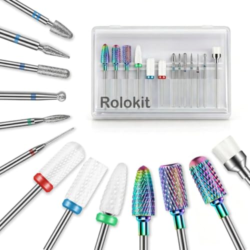 13PCS Nail Drill Bits Set - Tungsten Carbide & Ceramic Efile Bits