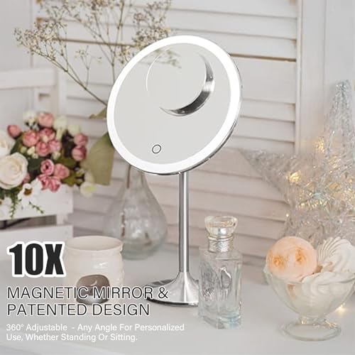 10X Magnetic Magnifying Mirror for Makeup & Grooming - Small 4x4 Inch Vanity Mirror