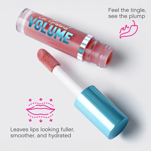 Vivienne Sab? Le Grand Volume Plumping Lip Gloss ? Hyaluronic Acid Moisturizing Lip Gel, Cayenne Pepper + Menthol Cooling Tingle, High-Shine Non-Sticky Finish, Cruelty-Free, Shade Champagne Rose, 3 ml