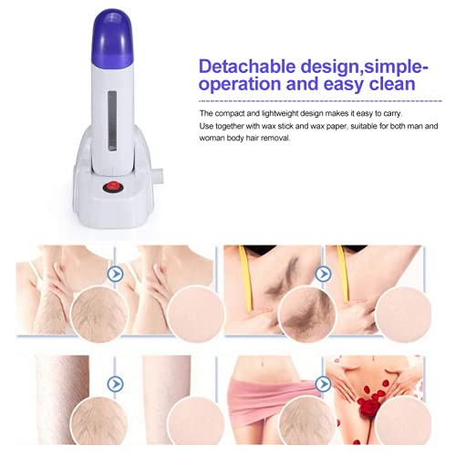 Nynelly Portable Single Depilatory Roll on Wax Warmer with Heater Base for Women Men Hair leg,Armpit,Bikini