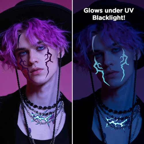 Glow-in-the-Dark K-pop Temporary Tattoos – Dark Fantasy Symbol Set