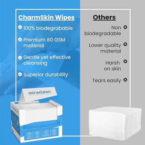 Dry Face Towels XL 10" x 12" - 50 Pack Ultra Soft Disposable Cloths Thick And Durable Face Towelettes For Clean Skin Routine
