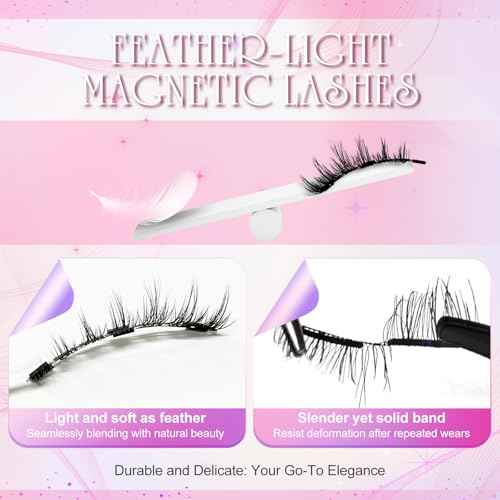 Magnetic Eyelashes With Applicator, Natural-looking, No Adhesive, No Eyeliner, Soft Comfortable Magnetic Lashes, Easy to Wear, Reusable (1Pair Eyelashes)