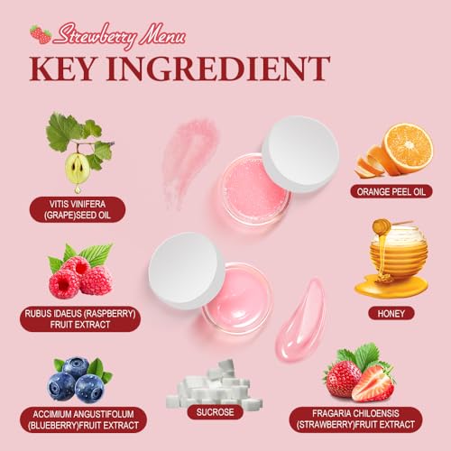 Strawberry Lip Scrub & Sleeping Mask Set - Sugar Exfoliator Kit