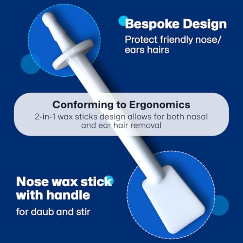 Nose & Ear Waxing Sticks?Professional Nasal Hair Removal 60 Precision Applicators for Pain-Free Waxing at Home. Say Goodbye to Plucking! (Wax refills & wipes sold separately.)