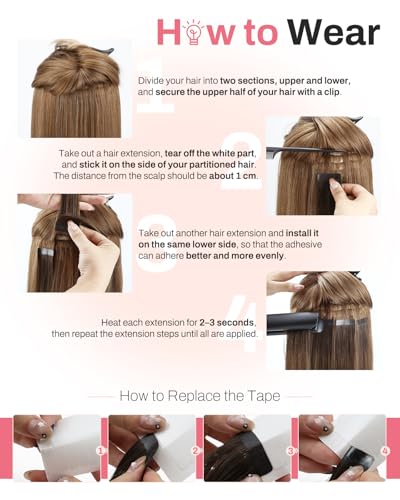 Moresoo Tape in Hair Extensions 18 Inch Remy Human Hair #1 Black 20pcs