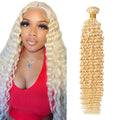 FuivJuix #613 Blonde Deep Wave Human Hair Bundles 24 Inch - Unprocessed Brazilian Virgin Hair, 50g per Bundle
