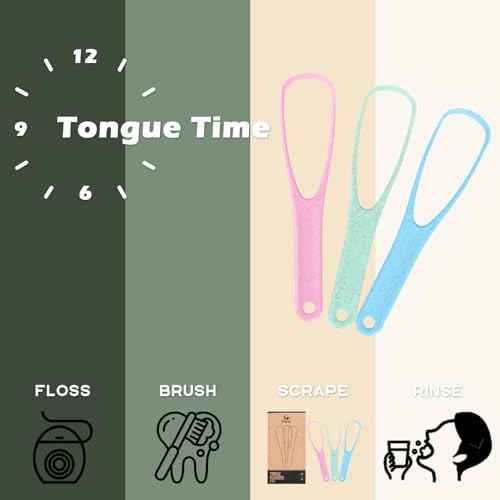 Tongue Scraper Cleaner PETA Approved Vegan Natural Eco Fiber Material 100% BPA Free Tongue Scrapers for Oral Care & Hygiene - 3 Count