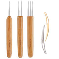 Dreadlock Crochet Hook Tool Set - 0.75mm Stainless Steel with Bamboo Handle