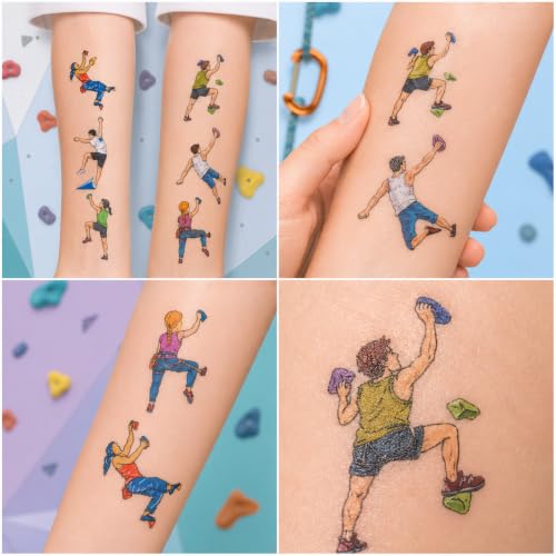 96PCS Rock Climbing Temporary Tattoos - 8 Sheets Party Favors