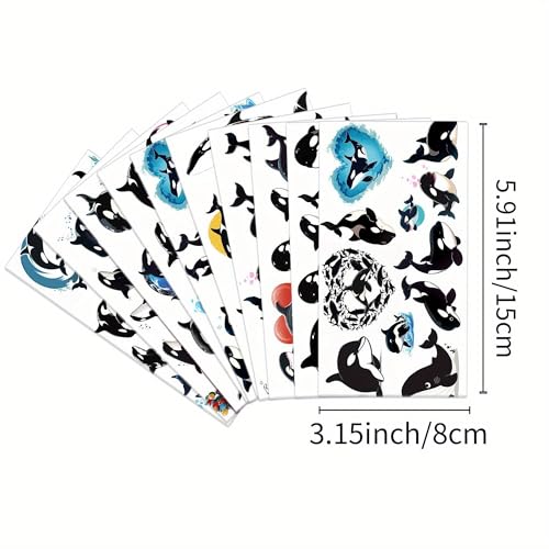 100 PCS Killer Whale Temporary Tattoos for Party Favors