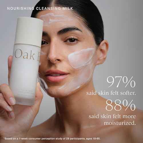 Oak Essentials Nourishing Cleansing Milk | Gentle Makeup Remover Face Wash with Oat Amino Acids, Rice Bran & Rosemary Extract, 5 Oz